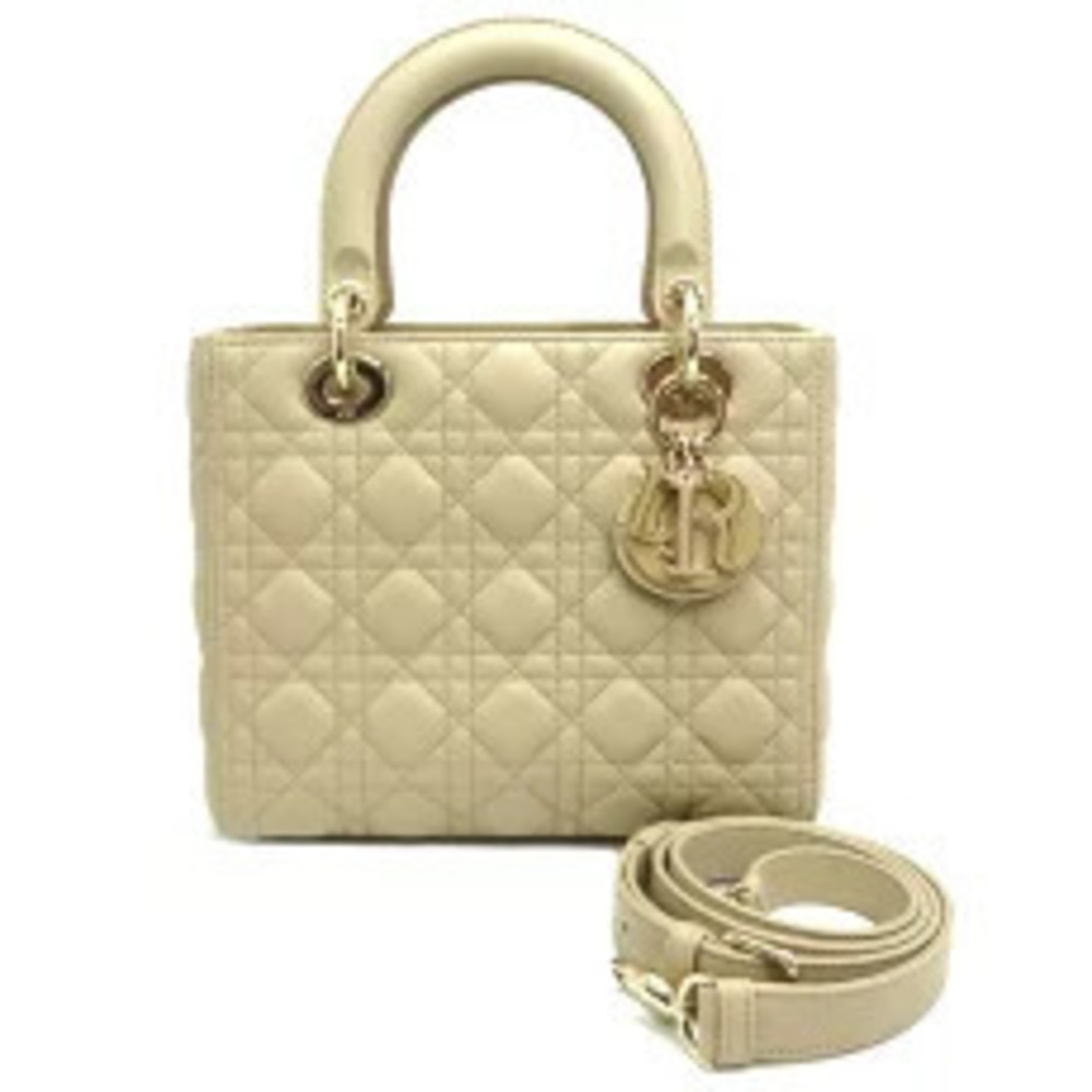 Christian Dior Lady Handbag Lambskin Beige